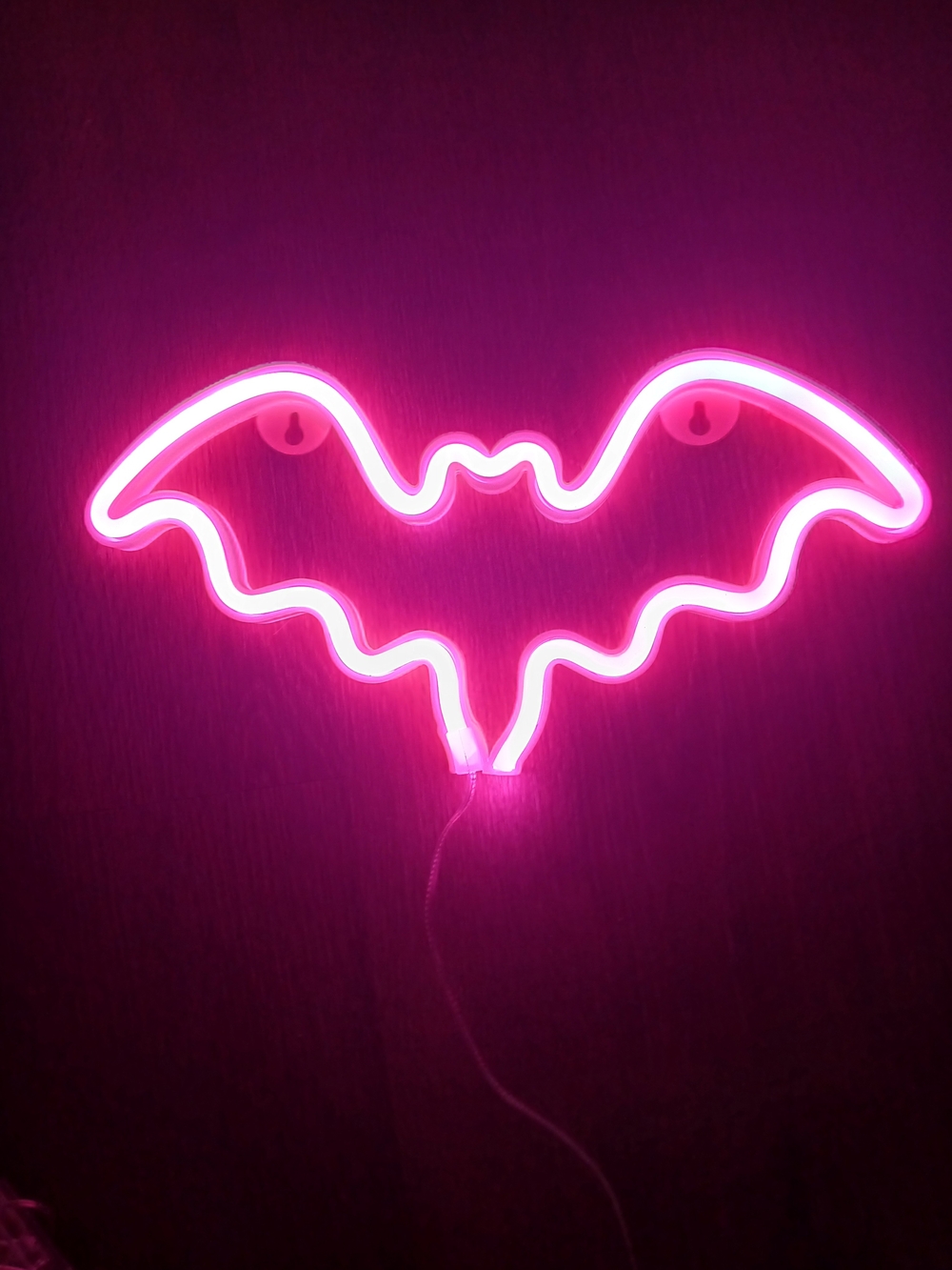 (2/20$)Pink Bat Neon Wall Light - Decorative Party Accent